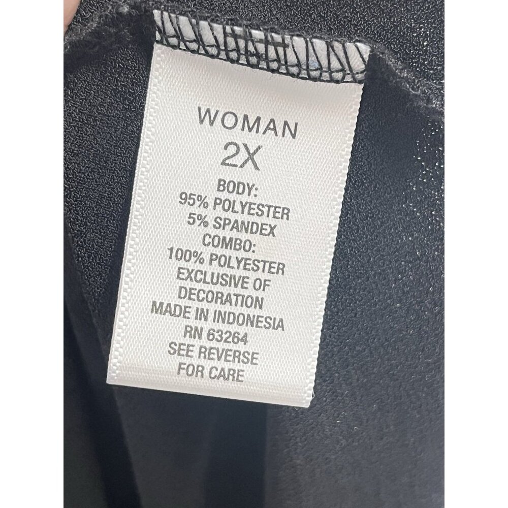 Roz & Ali Sheer Sleeve Black Blouse Witchy Dark Romantic Classic Sz 2x - Picture 4 of 5